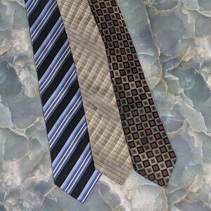 3 Tie Combo: 2 Calvin Kleins & a Geoffrey Beene - all 100% Silk